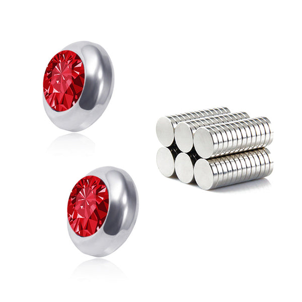 Stainless Steel Color Diamond Magnet Earrings